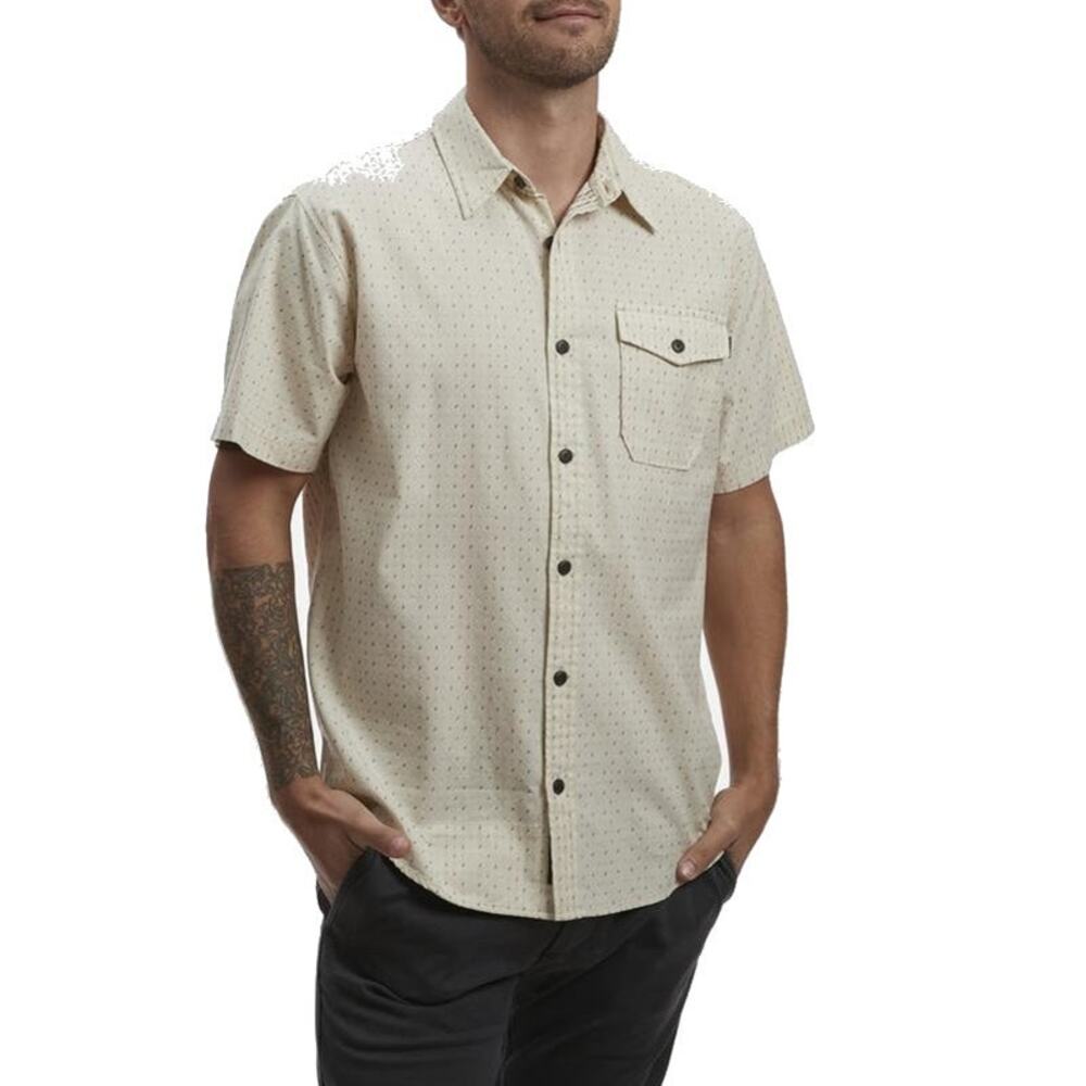 Howler Brothers San Gabriel Embroidered Short Sleeve Button Up Shirt XL Cream